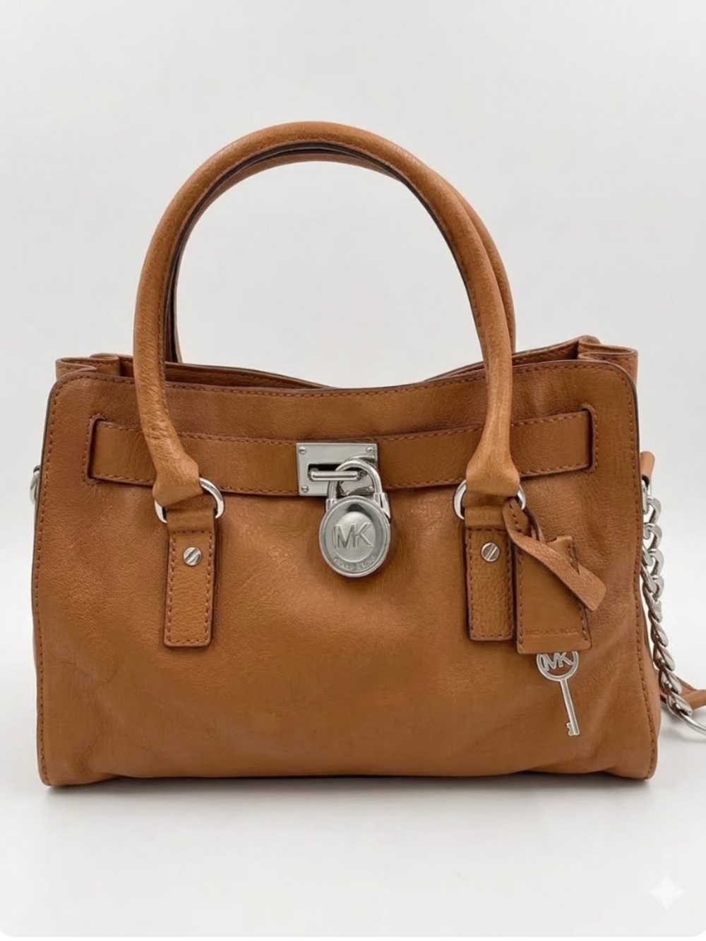 Michael Kors Hamilton Handbag w/ Shoulder Bag Strap Y2K Saffiano Leather Brown - Picture 1 of 11